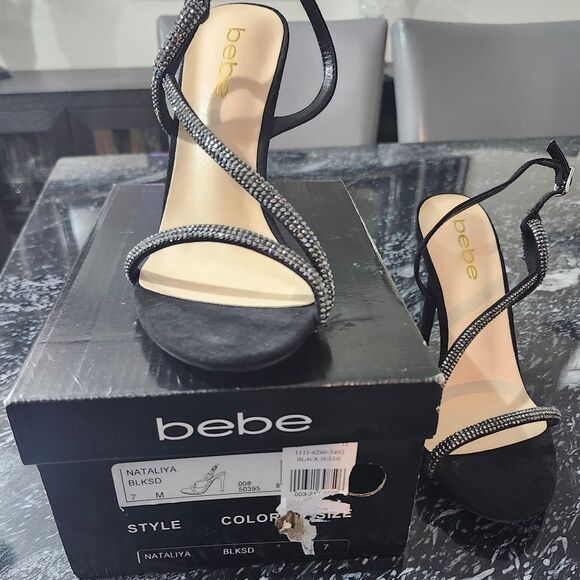 BRAND NEW BEBE STRAPPY HIGH HEEL STILETTOS RHINESTONES STRAP SANDAL - Picture 14 of 15
